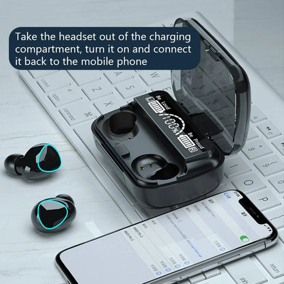 Wireless Bluetooth Earbuds with Power Bank Charging Case & LED Display