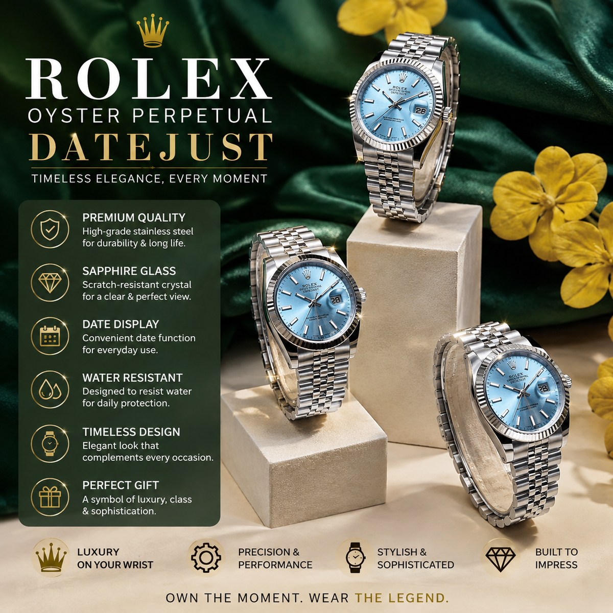 Luxury Oyster Perpetual Datejust Style Watch – Elegant Classic Design for Men & Women