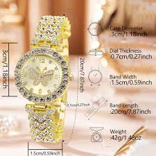 Women’s Butterfly Quartz Watch & Bracelet Set – Elegant Golden Gift Set