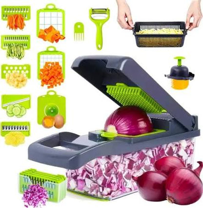 16-in-1 Multi-Functional Vegetable Chopper, Dicer & Slicer with Storage Container