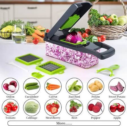 16-in-1 Multi-Functional Vegetable Chopper, Dicer & Slicer with Storage Container