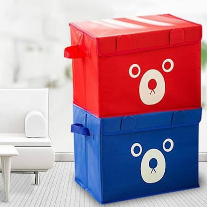 Cute Bear Folding Storage Box with Lid – Space-Saving Home Organizer