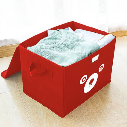 Cute Bear Folding Storage Box with Lid – Space-Saving Home Organizer
